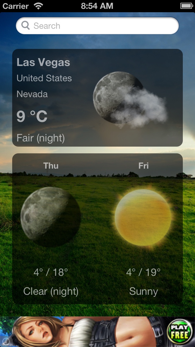 Interface météo claire
